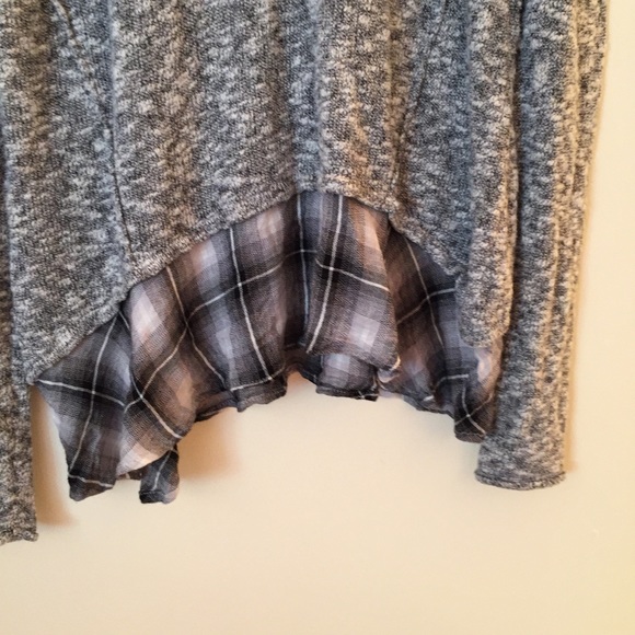 Anthropologie Cloud Chaser Sweater with Plaid Hem - Picture 2 of 3